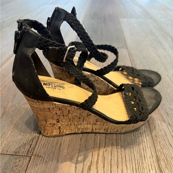 Mossimo Supply Co. Shoes - Mossimo Supply Co. Black Braided Cork Wedge Sandals